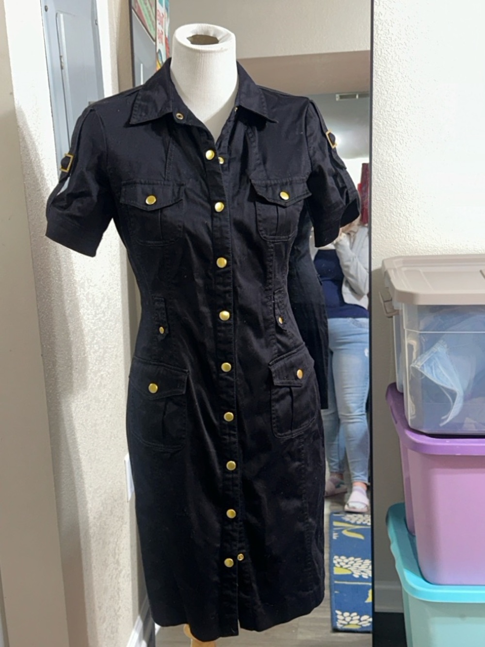 Calvin Klein Size 6 Black Dress with Branded Neck Label